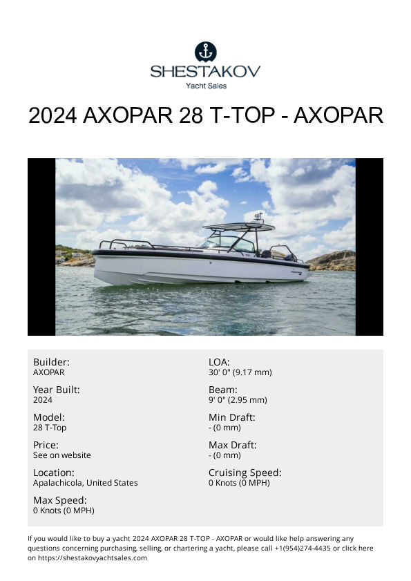 2024 Axopar 28 T-Top - 28 T-Top - 2024