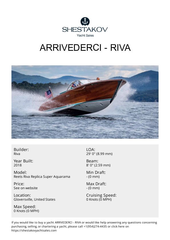Arrivederci - Reets Riva Replica Super Aquarama - 2018