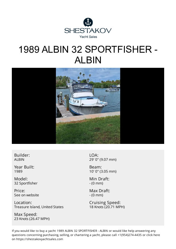 1989 Albin 32 Sportfisher - 32 Sportfisher - 1989