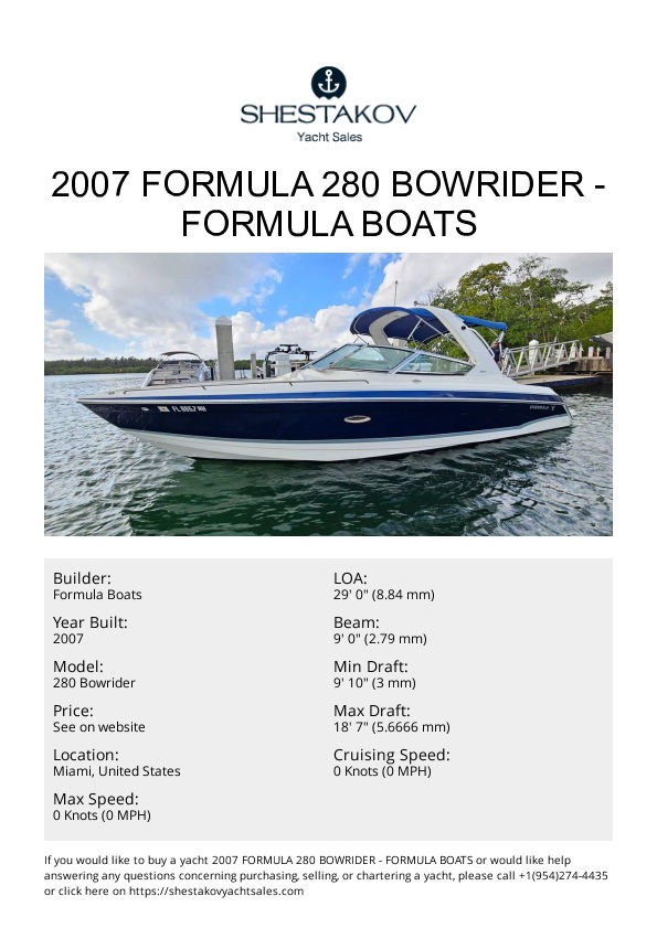 2007 Formula 280 Bowrider - 280 Bowrider - 2007