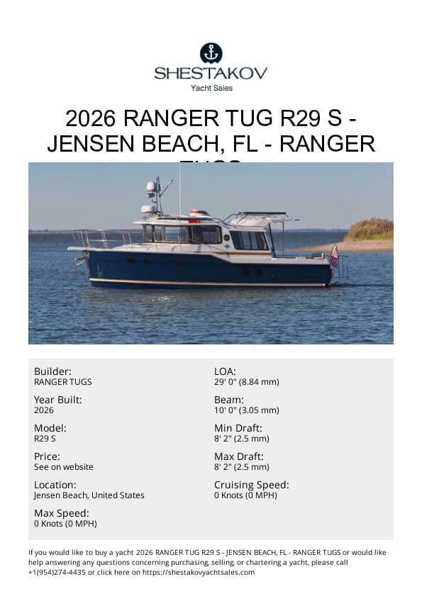 2026 Ranger Tug R29 S - Jensen Beach, FL - R29 S - 2026