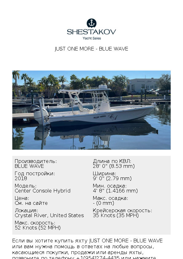 Just One More - Center Console Hybrid - 2018