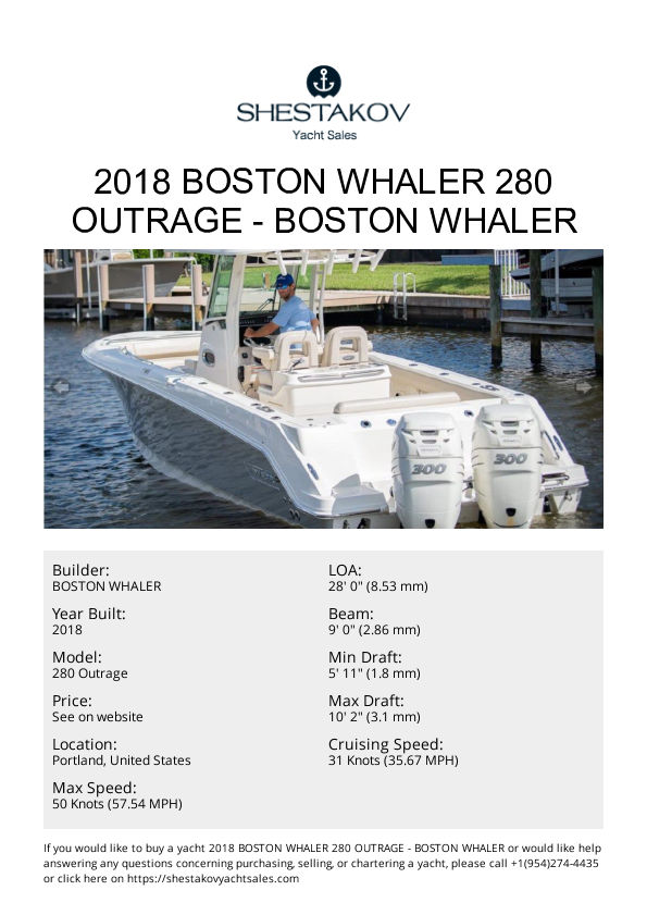 2018 Boston Whaler 280 Outrage - 280 Outrage - 2018