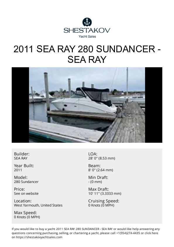 2011 Sea Ray 280 Sundancer - 280 Sundancer - 2011