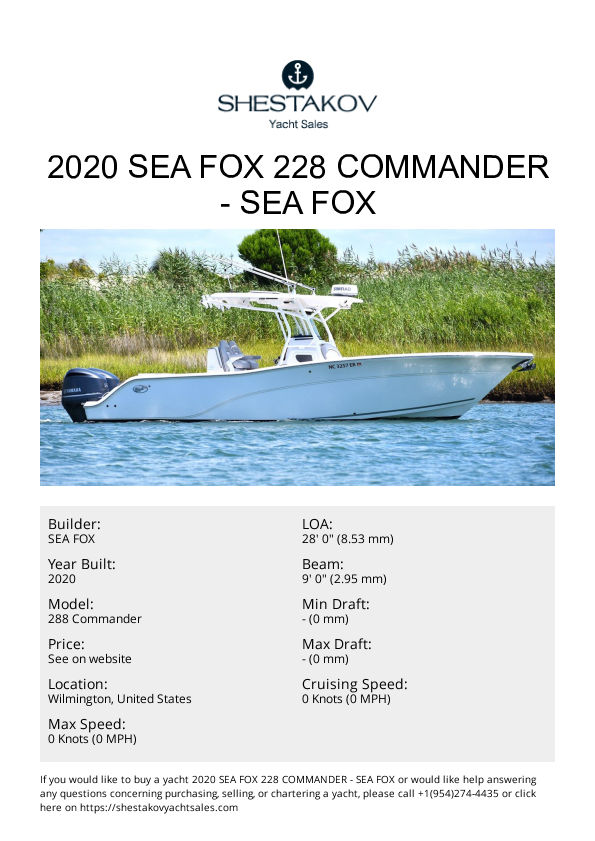 2020 Sea Fox 228 Commander - 288 Commander - 2020