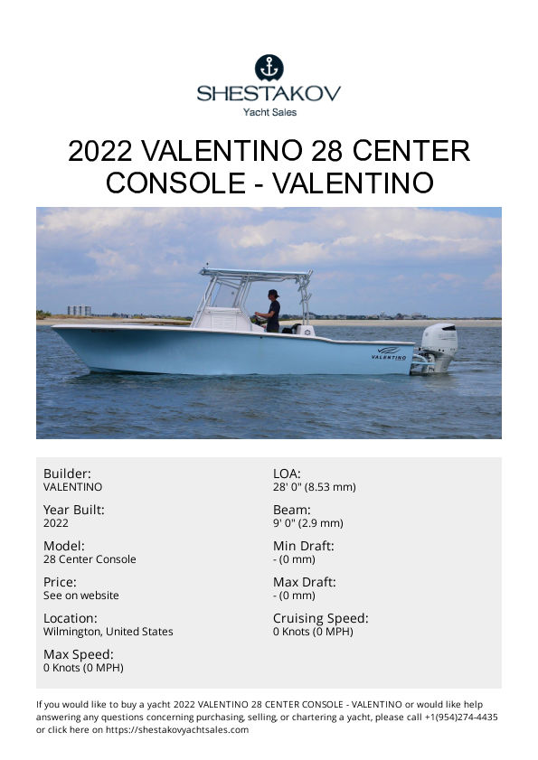 2022 Valentino 28 Center Console - 28 Center Console - 2022
