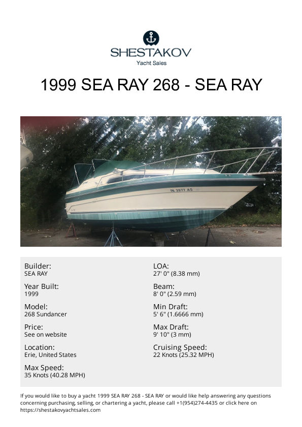 1999 Sea Ray 268 - 268 Sundancer - 1999