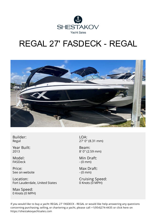 Regal 27' FASDeck - FASDeck - 2013