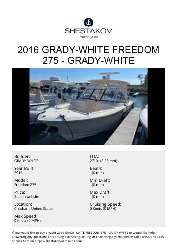 2016 Grady-White Freedom 275 - Freedom 275 - 2016