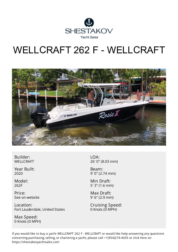 WELLCRAFT 262 F - 262F - 2021