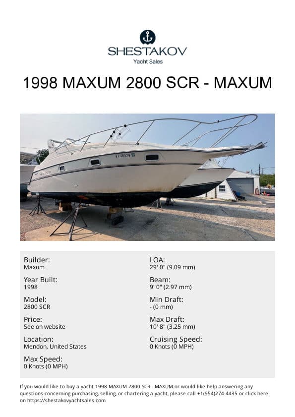 1998 Maxum 2800 SCR - 2800 SCR - 1998