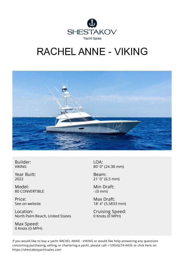 Rachel Anne - 80 CONVERTIBLE - 2022