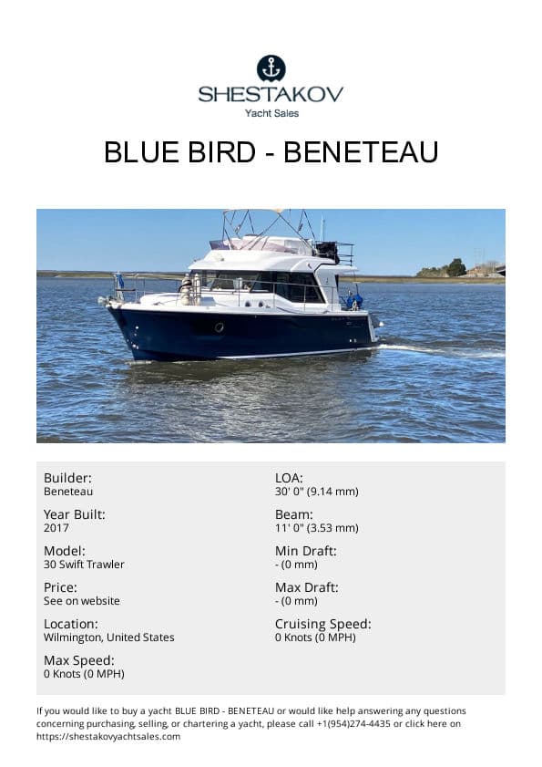Blue Bird - 30 Swift Trawler - 2017