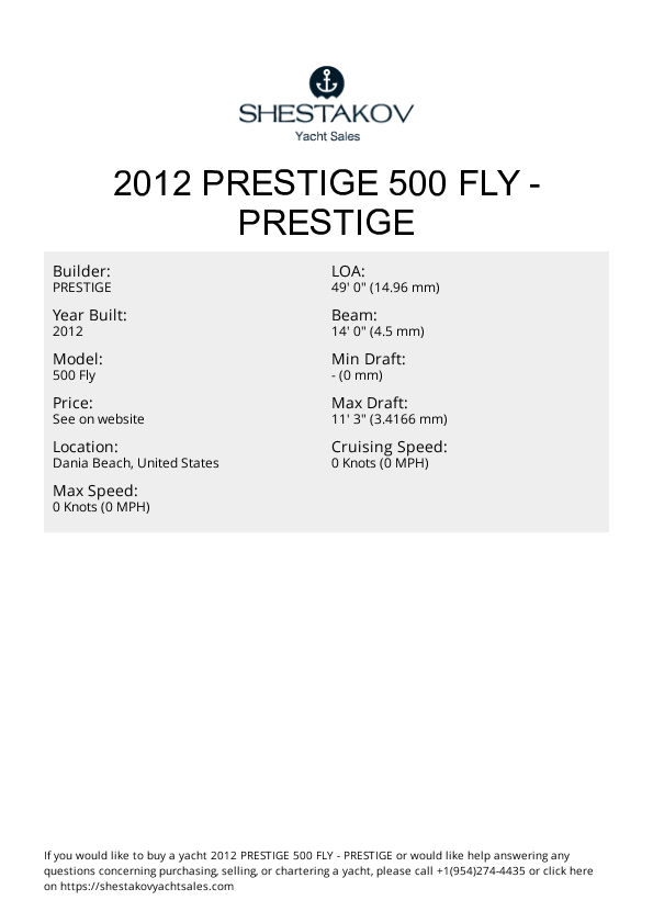 2012 Prestige 500 Fly - 500 Fly - 2012