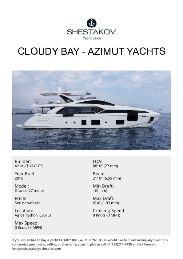 CLOUDY BAY - Grande 27 metre - 2018