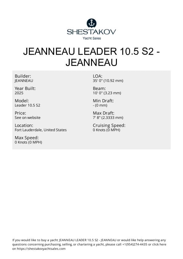 Jeanneau Leader 10.5 WA S2 - Leader 10.5 S2 - 2026
