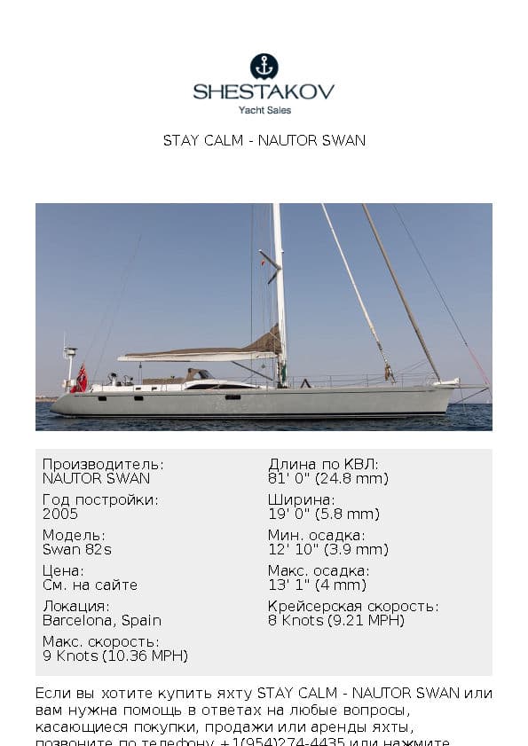 STAY CALM - Swan 82s - 2005