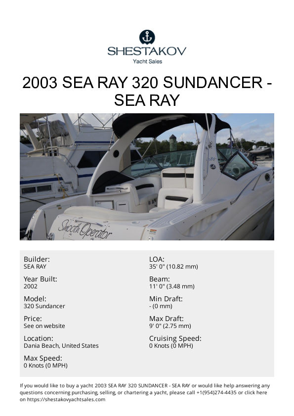 2003 Sea Ray 320 Sundancer - 320 Sundancer - 2003