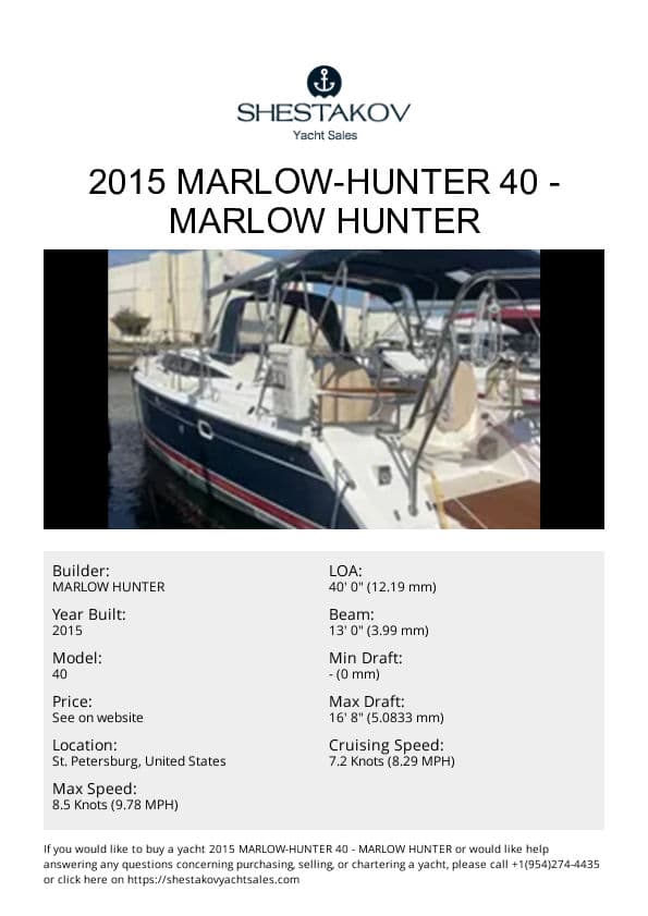 2015 Marlow-Hunter 40 - 40 - 2015