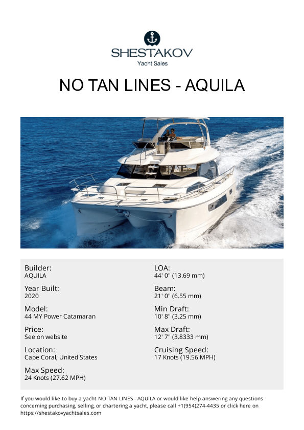 No Tan Lines - 44 MY Power Catamaran - 2020