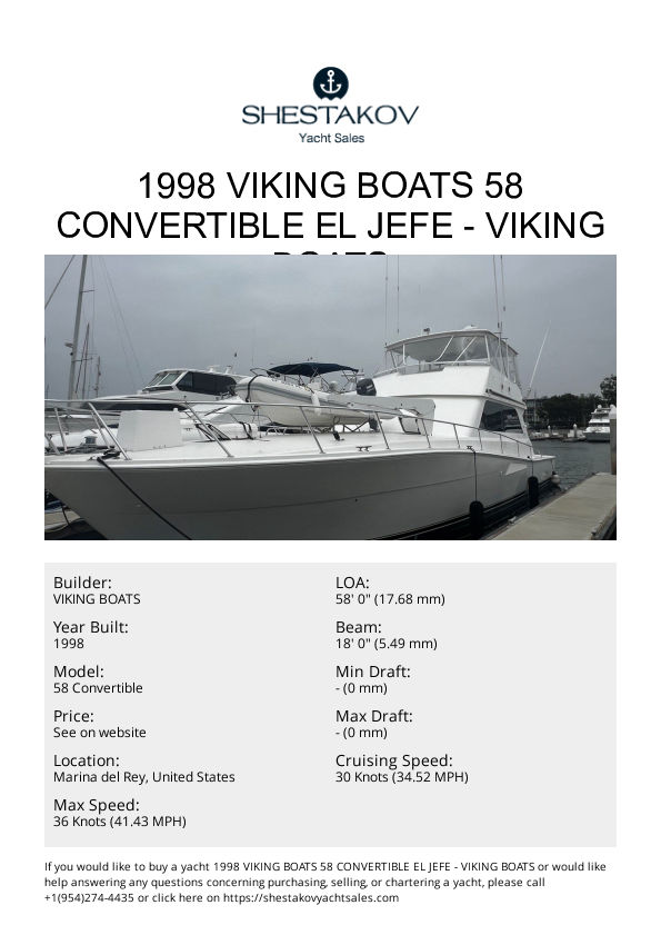 1998 Viking Boats 58 Convertible El Jefe - 58 Convertible - 1998