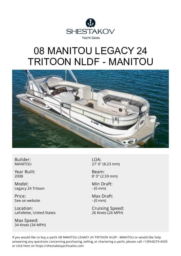 08 Manitou Legacy 24 Tritoon NLDF - Legacy 24 Tritoon - 2008