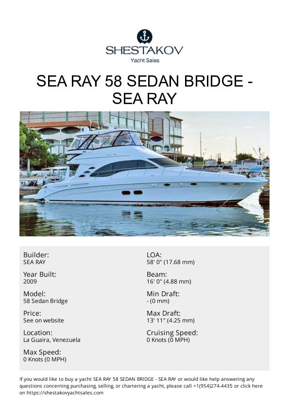 Sea Ray 58 Sedan Bridge - 58 Sedan Bridge - 2009