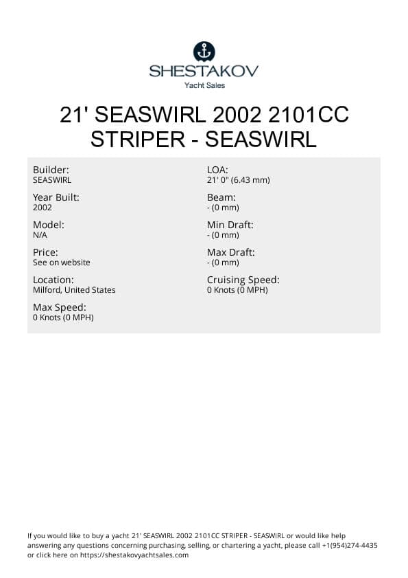 21' Seaswirl 2002 2101CC Striper - undefined - 2002