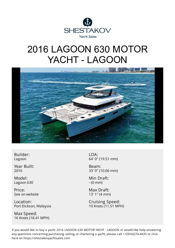 2016 Lagoon 630 Motor Yacht - Lagoon 630 - 2016