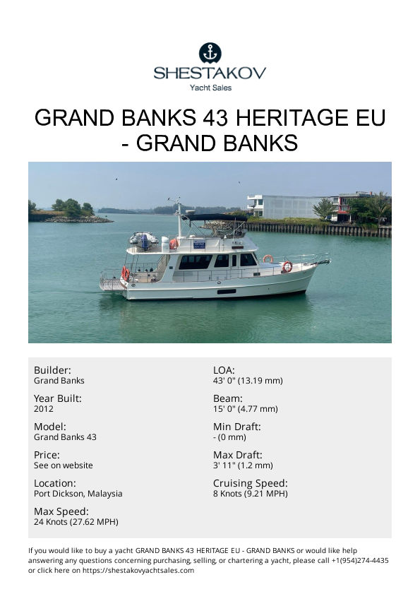 Grand Banks 43 Heritage EU - Grand Banks 43 - 2012