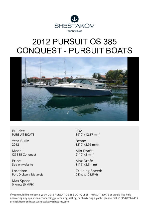 2012 Pursuit OS 385 Conquest - OS 385 Conquest - 2012