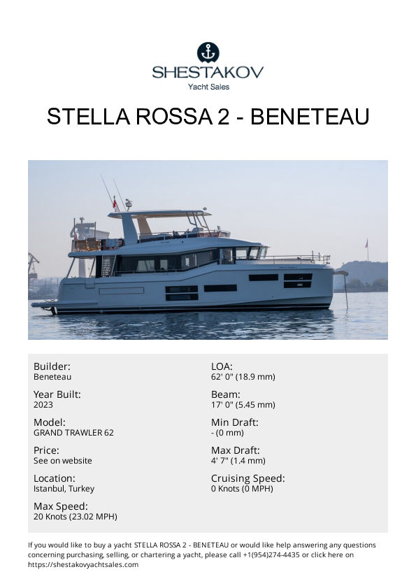 STELLA ROSSA 2 - GRAND TRAWLER 62 - 2023