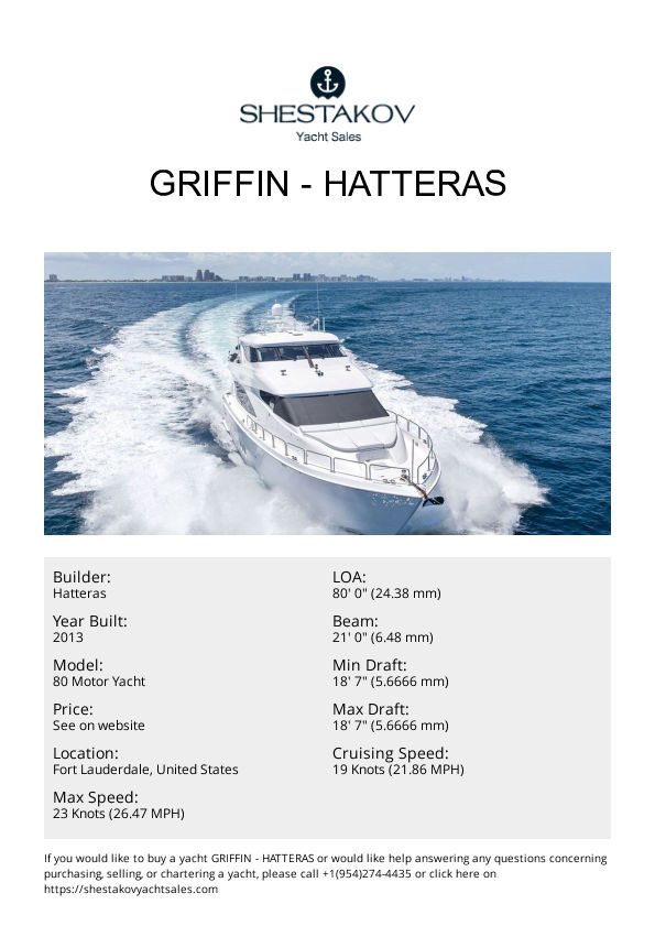 GRIFFIN - 80 Motor Yacht - 2013