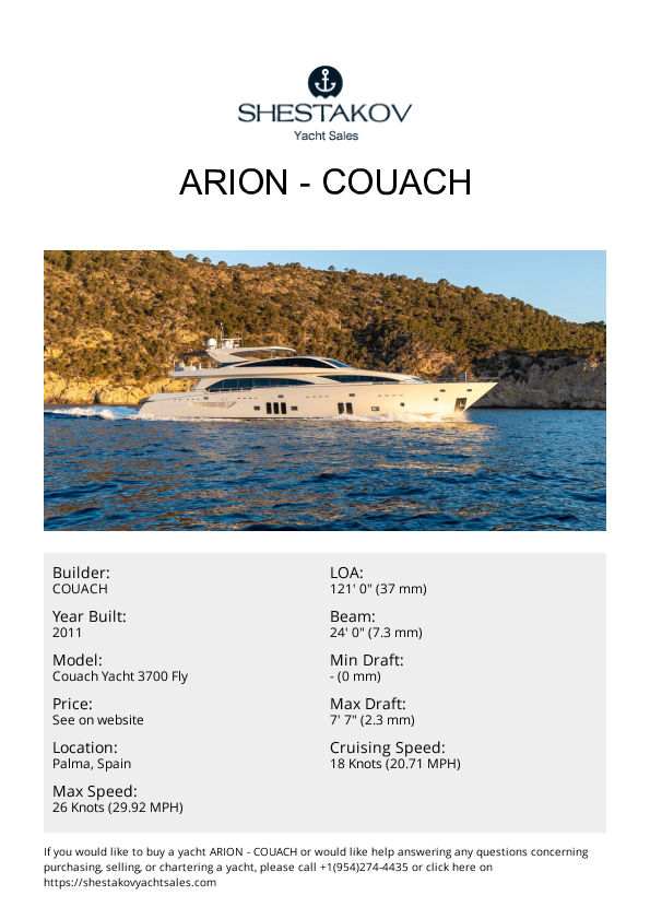 ARION - Couach Yacht 3700 Fly - 2011