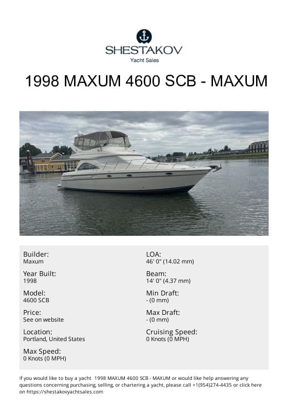  1998 Maxum 4600 SCB - 4600 SCB - 1998