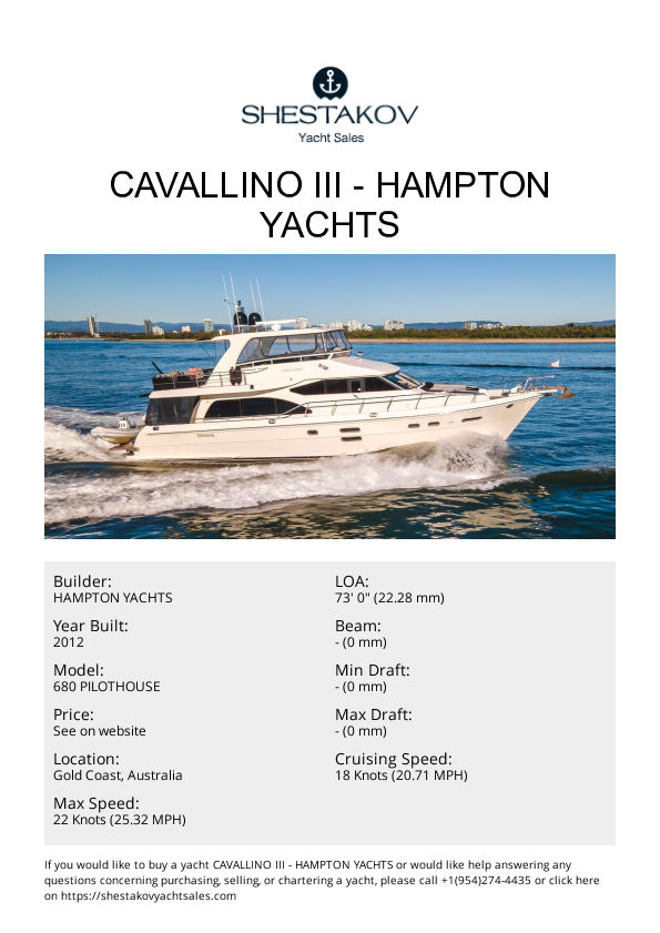 CAVALLINO III - 680 PILOTHOUSE - 2012