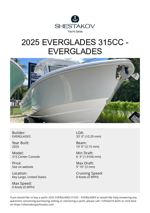 2025 Everglades 315CC - 315 Center Console - 2025