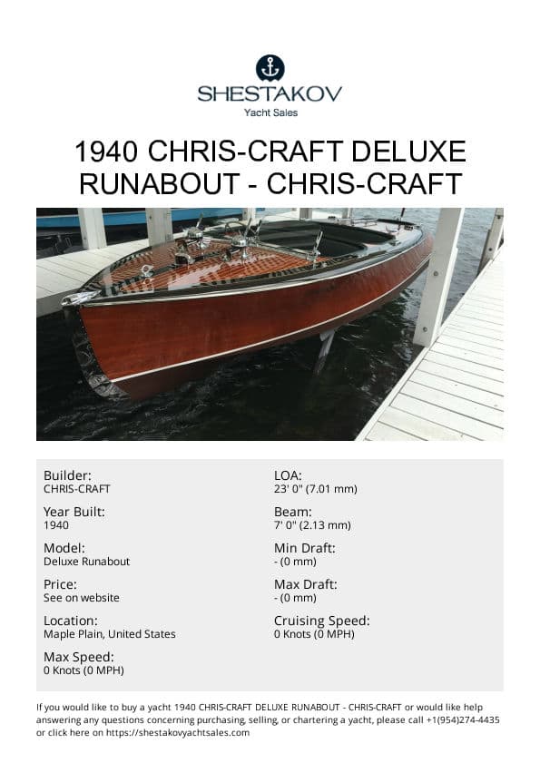 1940 Chris-Craft Deluxe Runabout - Deluxe Runabout - 1940