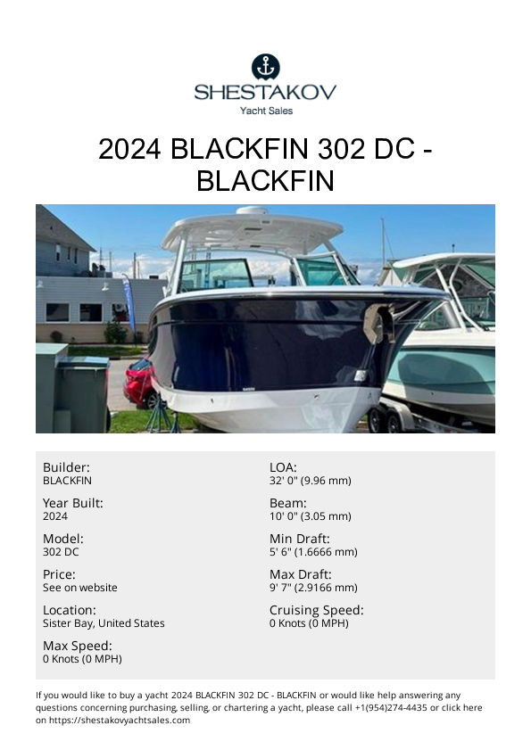 2024 Blackfin 302 DC - 302 DC - 2024