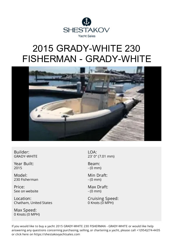 2015 Grady-White 230 Fisherman - 230 Fisherman - 2015