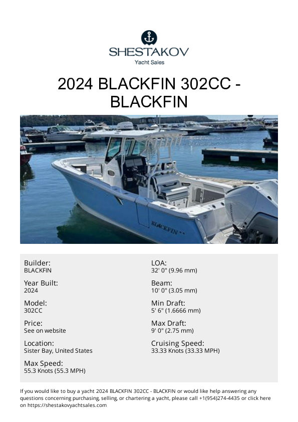 2024 Blackfin 302CC - 302CC - 2024