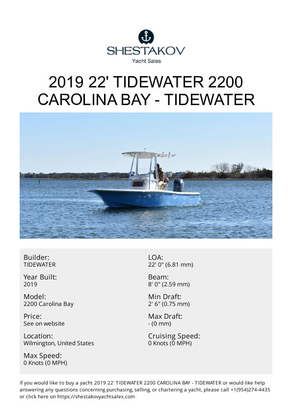 2019 22' Tidewater 2200 Carolina Bay - 2200 Carolina Bay - 2019