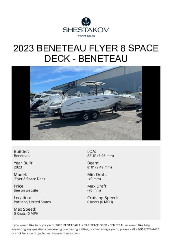 2023 Beneteau Flyer 8 Space Deck -  Flyer 8 Space Deck - 2023