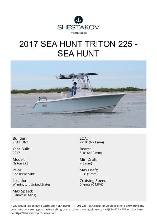 2017 Sea Hunt Triton 225 -  Triton 225 - 2017