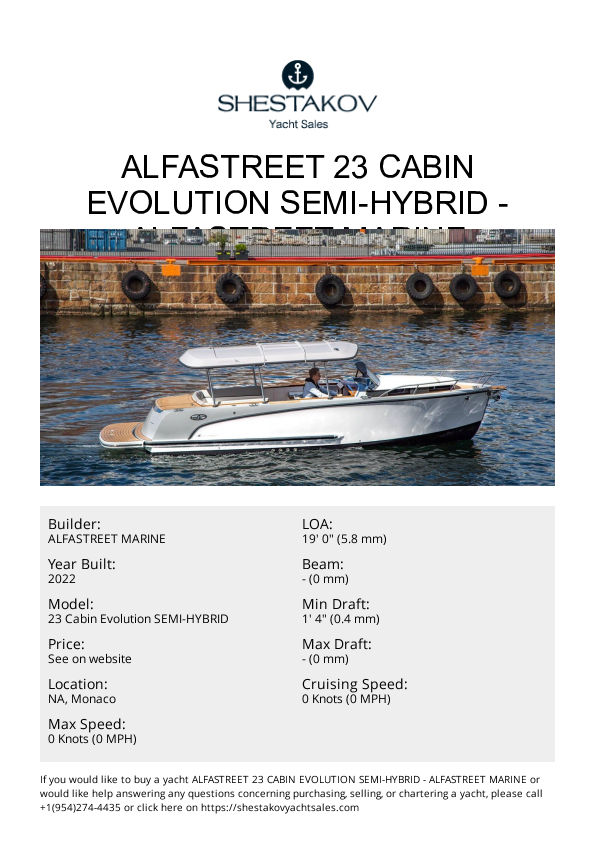 Alfastreet 23 Cabin Evolution SEMI-HYBRID - 23 Cabin Evolution SEMI-HYBRID - 2022