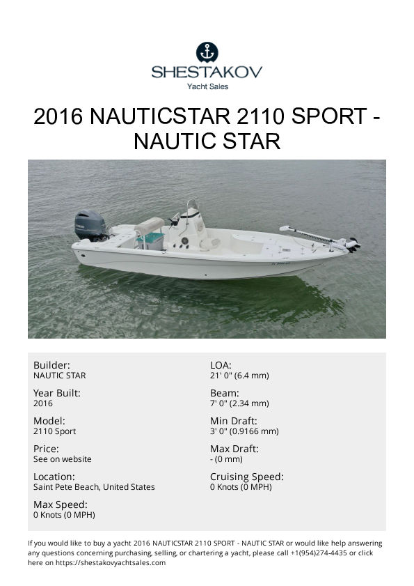 2016 Nauticstar 2110 Sport - 2110 Sport - 2016