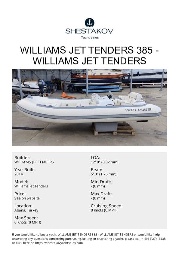 Williams Jet Tenders 385 - Williams Jet Tenders - 2014