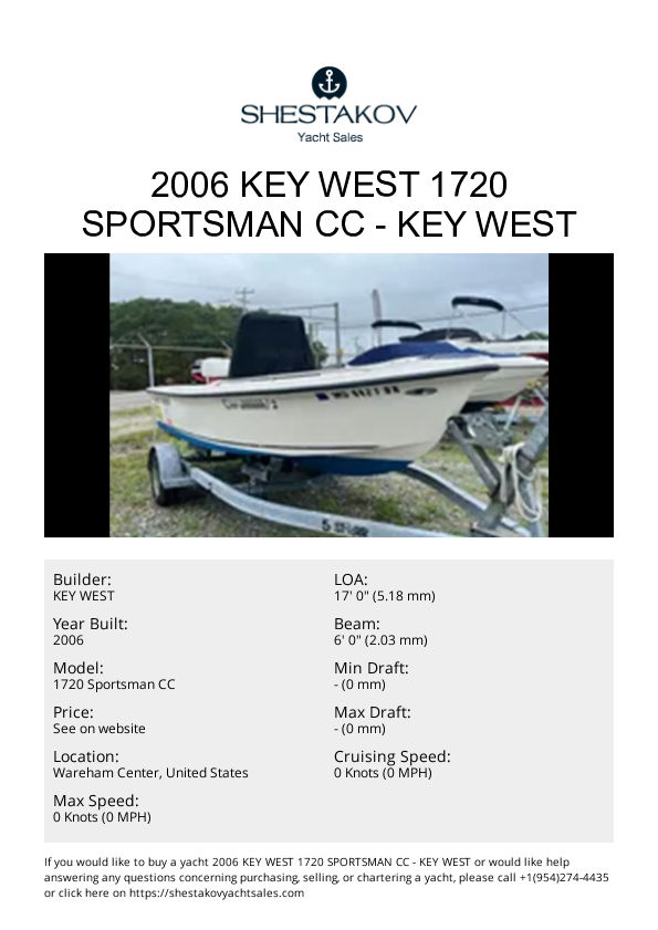 2006 Key West 1720 Sportsman CC - 1720 Sportsman CC - 2006