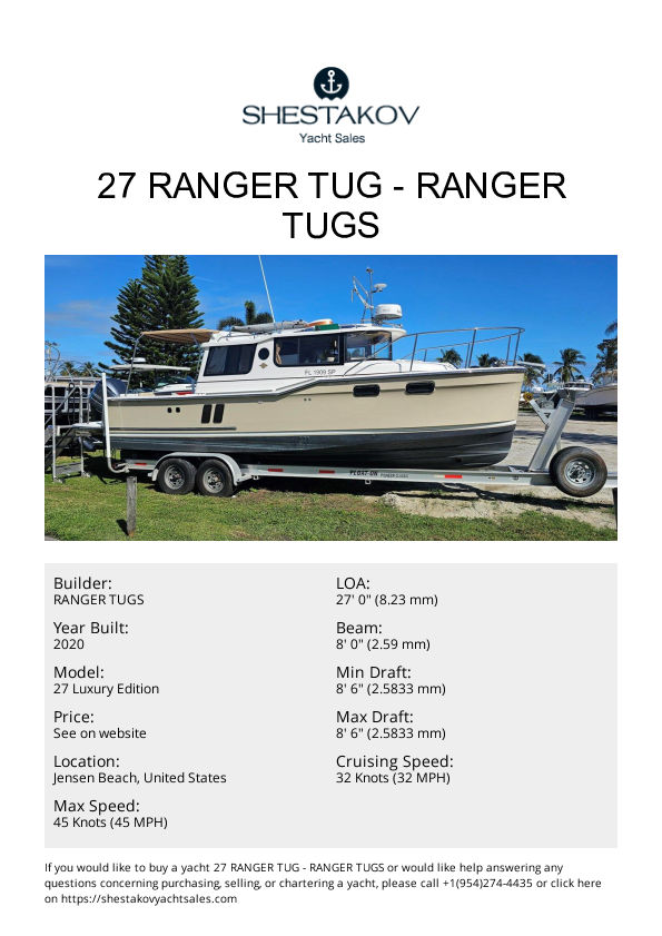 27 Ranger Tug - 27 Luxury Edition - 2020
