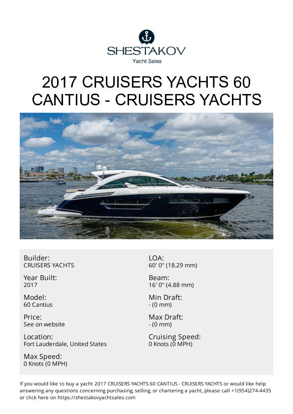 2017 Cruisers Yachts 60 Cantius - 60 Cantius - 2017